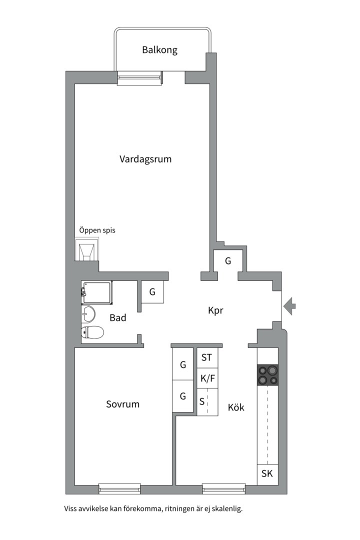 Planlösning från Tegnérgatan 15B, Såld i Luthagen, Uppsala