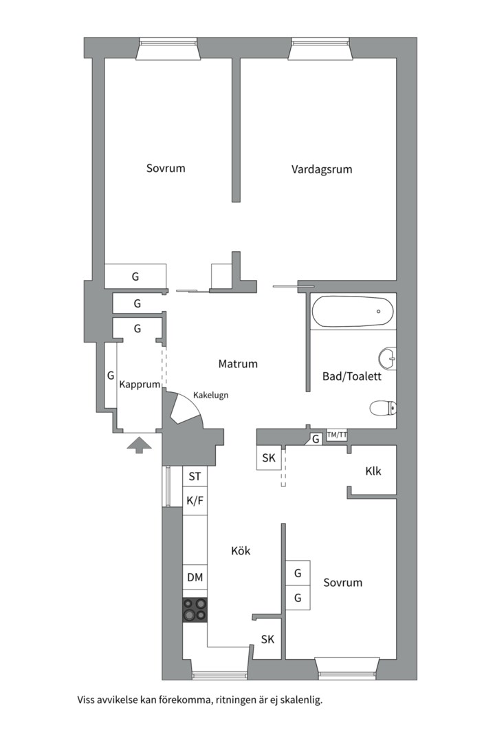 Planlösning från Övre Slottsgatan 8 A, Såld i Öfre Slotts, Uppsala