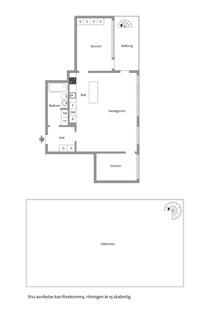 Planlösning från Tollareslingan 3, vån 6/6, Såld i Tollare, Nacka