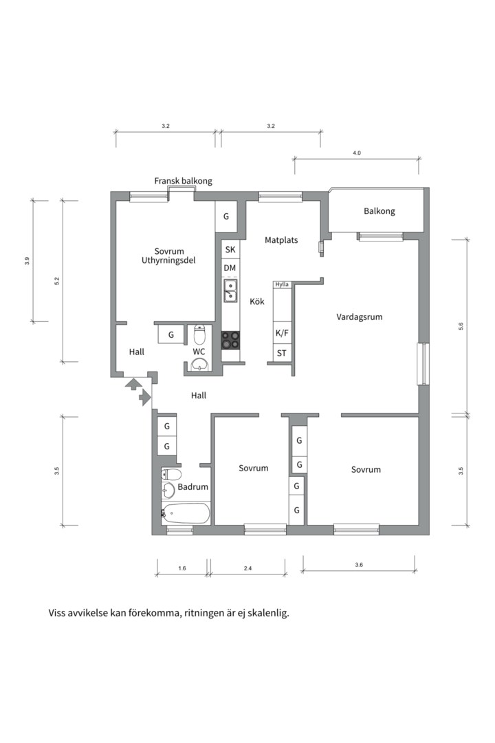 Planlösning från Prästgårdsgatan 9B, Såld i Luthagen, Uppsala