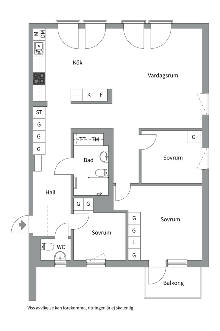 Planlösning från Torgny Segerstedts allé 95A, Såld i Rosendal, Uppsala