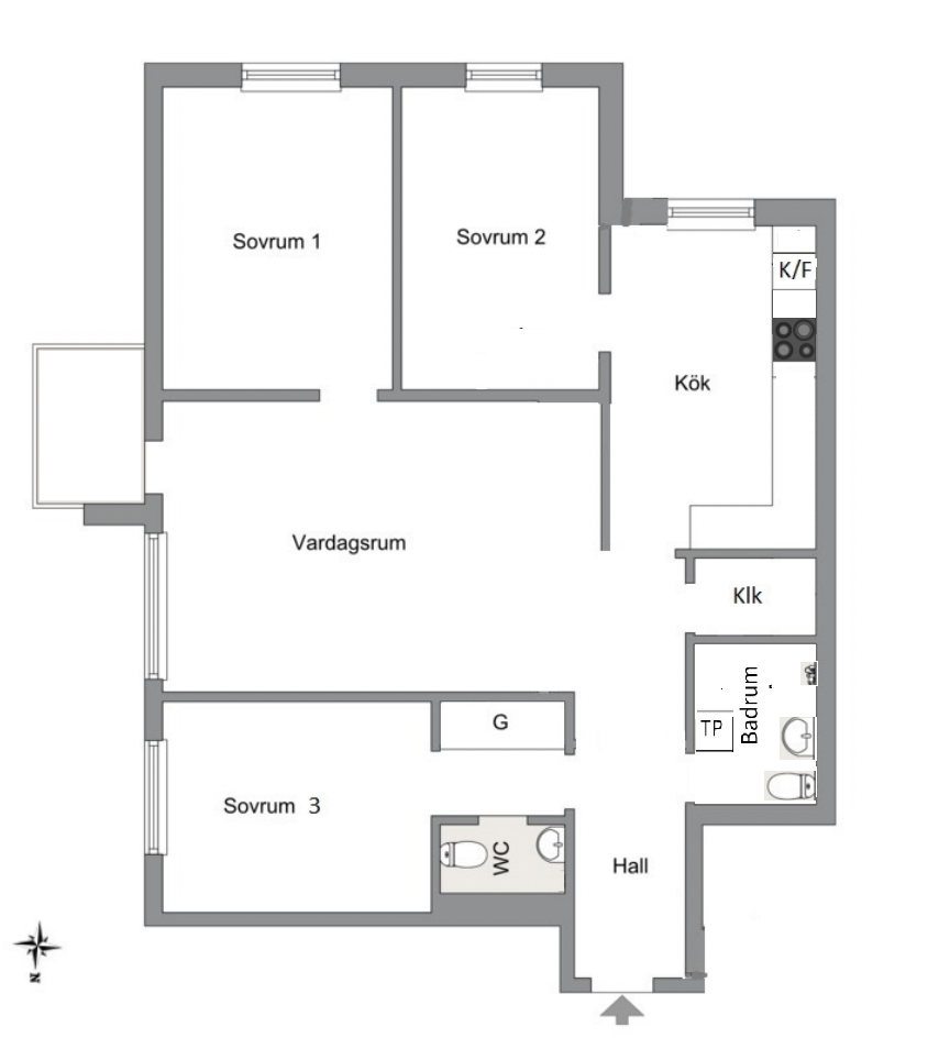 Planlösning från Ekuddsvägen 4, Såld i Ekudden, Nacka