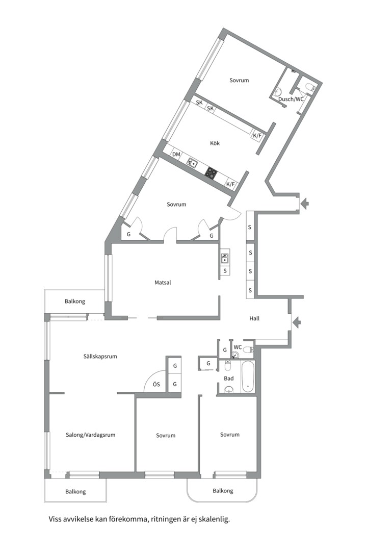 Planlösning från Börjegatan 3B, Såld i Främre Luthagen, Uppsala