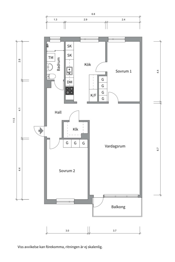 Planlösning från Tövädersgatan 20, Såld i Gränby backe, Uppsala