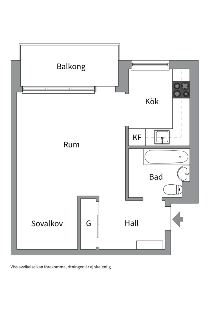 Planlösning från Odensgatan 16A, Såld i Främre Luthagen, Uppsala