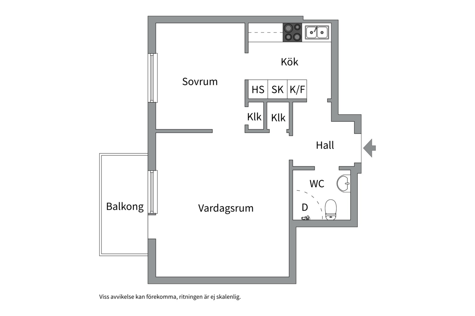 Planlösning från Salagatan 55 C, Såld i Fålhagen, Uppsala