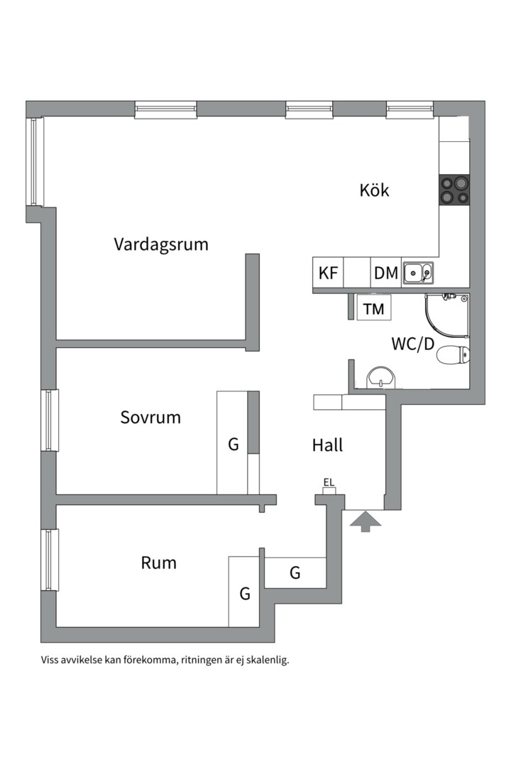 Planlösning från Setterwalls Väg 4, Såld i Finntorp, Nacka