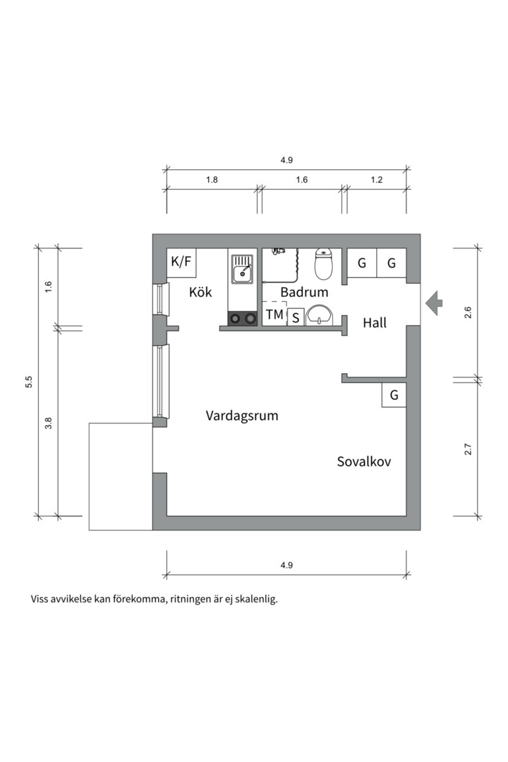 Planlösning från Repslagargatan 15A, Såld i Främre Svartbäcken, Uppsala