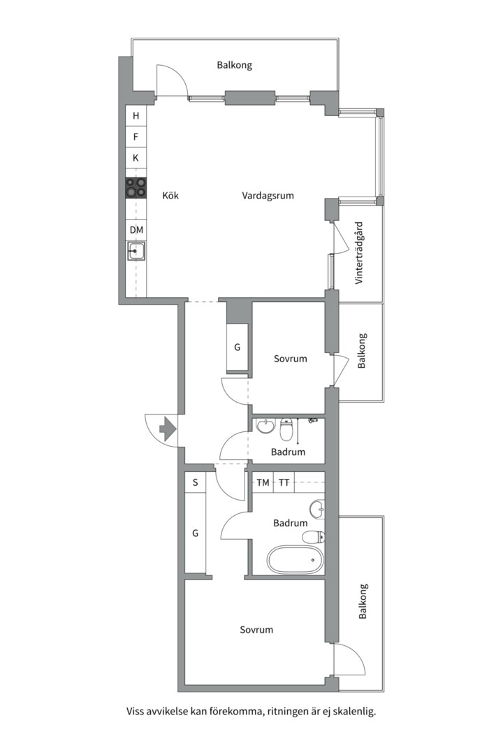 Planlösning från Tollareslingan 5, 5 tr, Såld i Tollare, Nacka