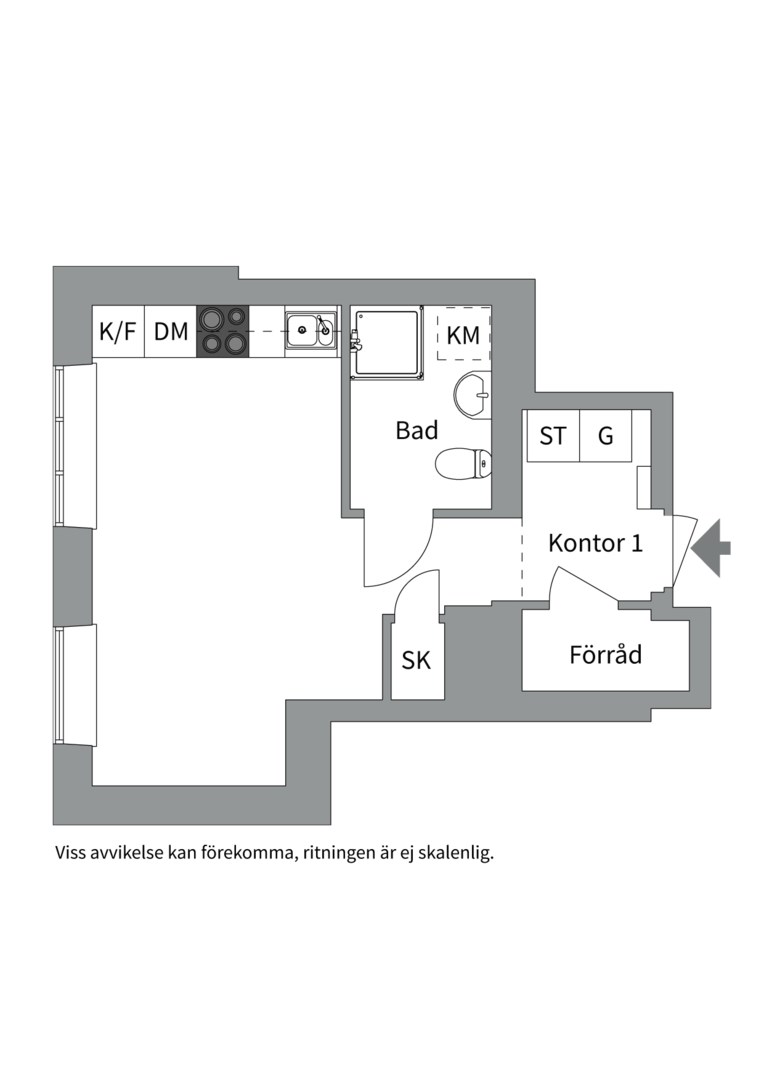 Planlösning från Högbergsgatan 59B – kontor 1 av 7, Såld i , Stockholm