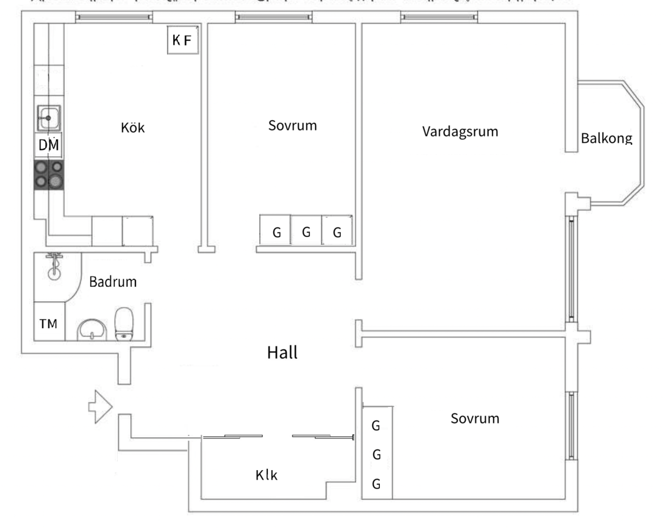 Planlösning från Finntorpsvägen 7, Såld i Finntorp, Nacka
