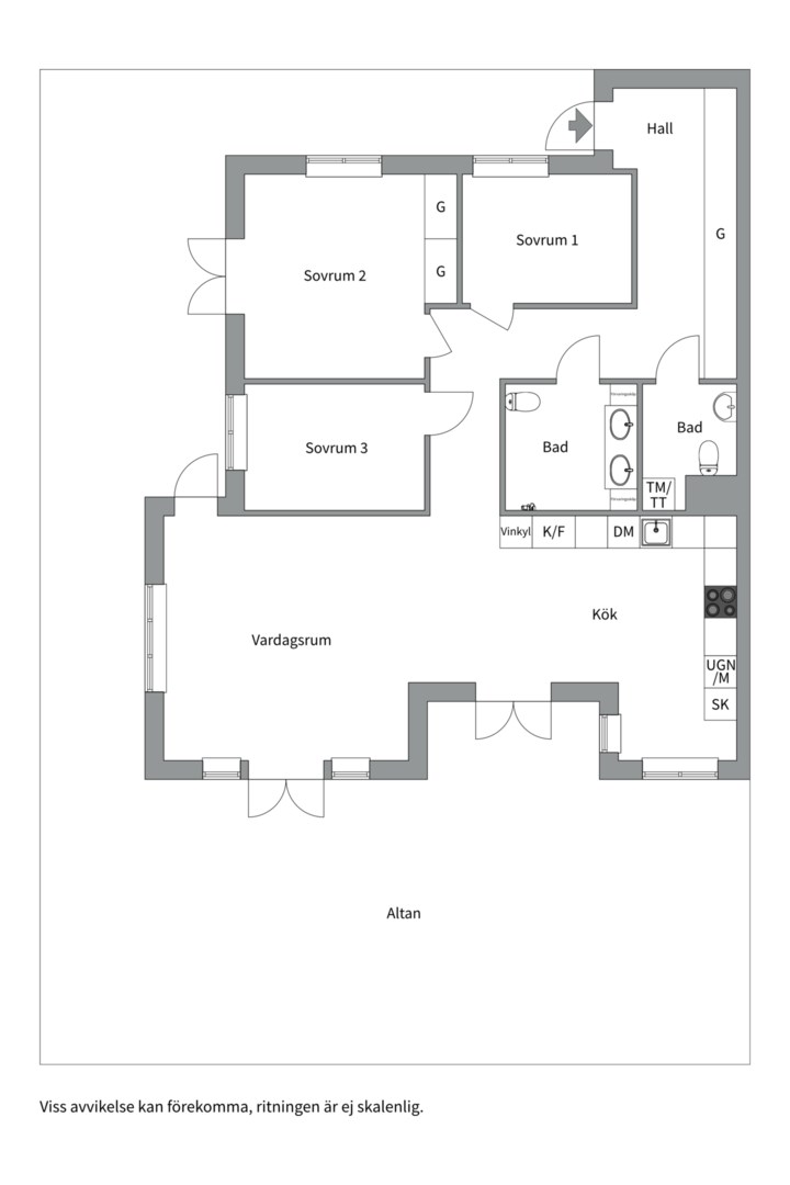 Planlösning från Vikingshillsvägen 41, Såld i Kummelnäs, Nacka