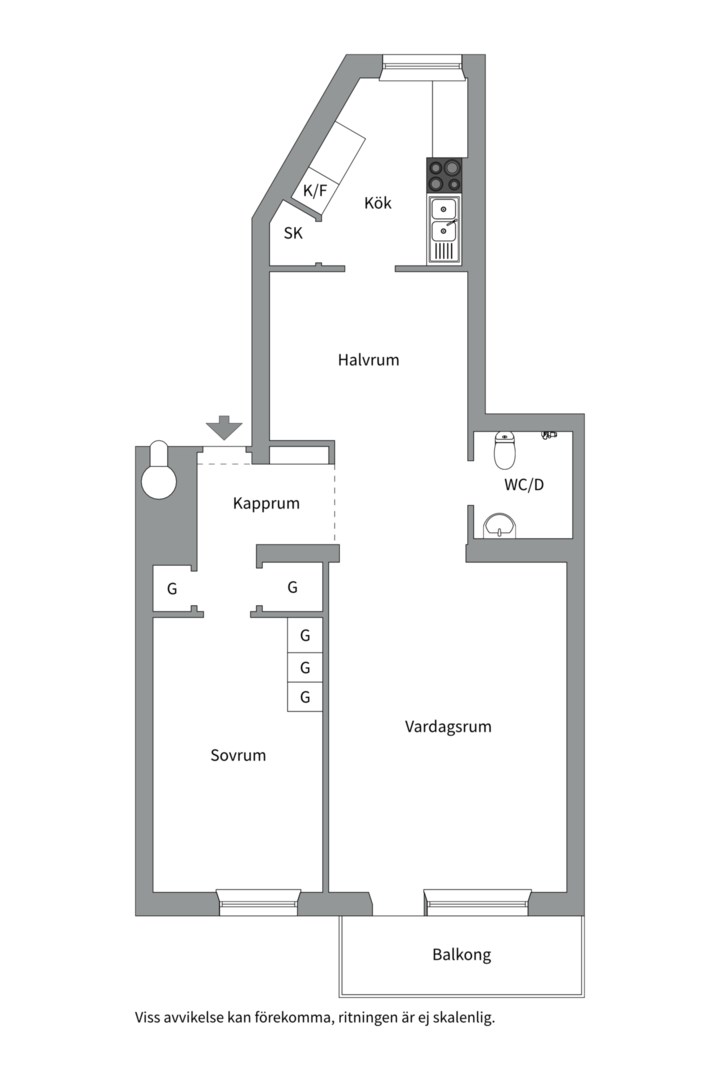 Planlösning från Åsgränd 2A, Såld i Öfre Slotts, Uppsala