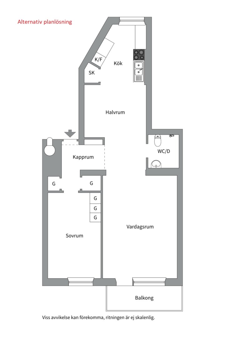 Planlösning från Åsgränd 2A, Såld i Öfre Slotts, Uppsala