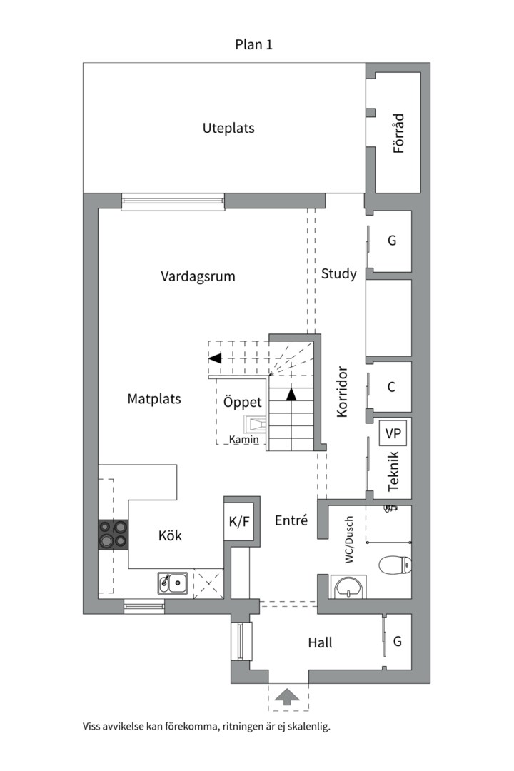 Planlösning från Vikvägen 26, Såld i Vårdsätra, Uppsala