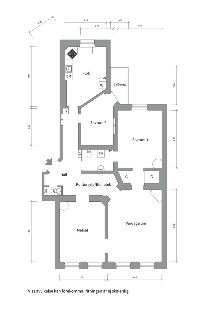 Planlösning från Hornsgatan 100, 3 tr, Såld i Södermalm, Stockholm