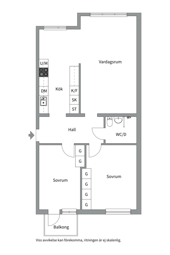 Planlösning från Murargatan 14D, Såld i Salabacke, Uppsala