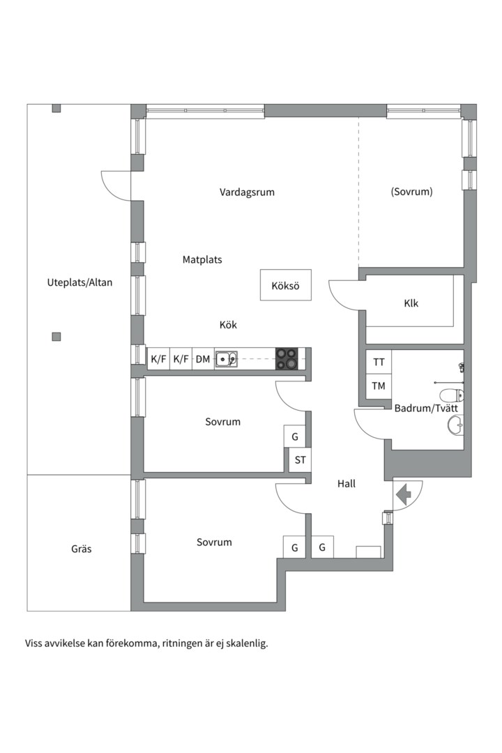 Planlösning från Tollarevägen 4, Såld i Tollare, Nacka