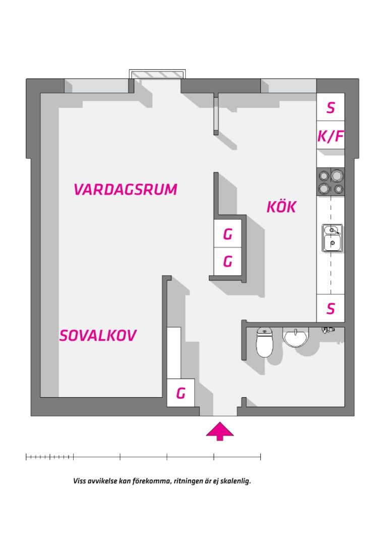Planlösning från Byggmästargatan 13E, Såld i Salabacke, Uppsala