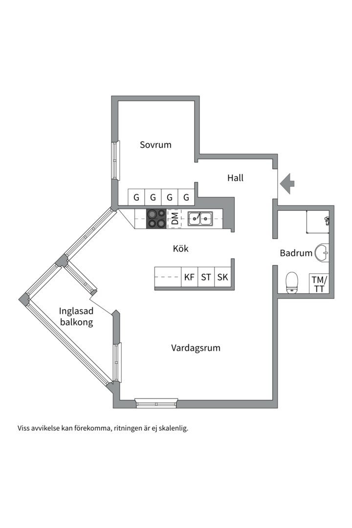 Planlösning från Gamla Landsvägen 9, 4 tr, Såld i Ektorp, Nacka