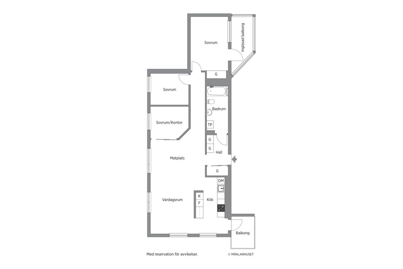 Planlösning från Portalgatan 52, Såld i Kapellgärdet, Uppsala