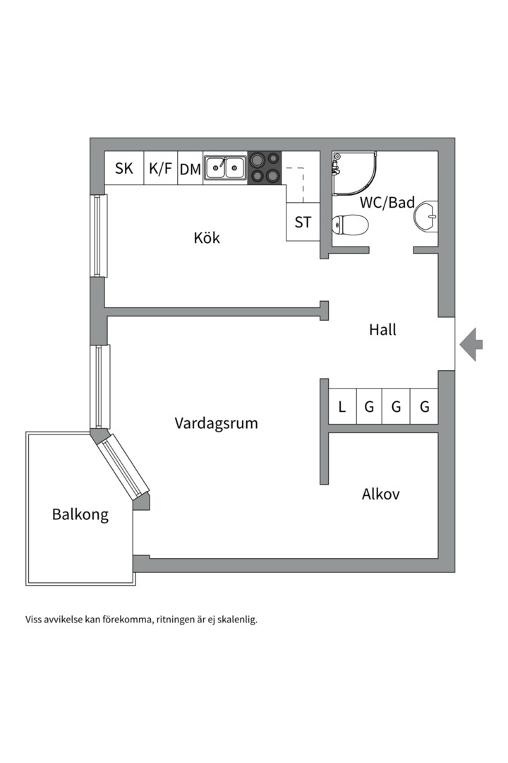 Planlösning från Eskilsgatan 8A, Såld i Fålhagen, Uppsala
