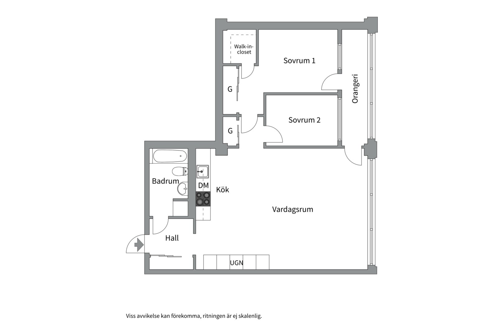 Planlösning från Industrigatan 2 A, 2 tr, Såld i , Stockholm