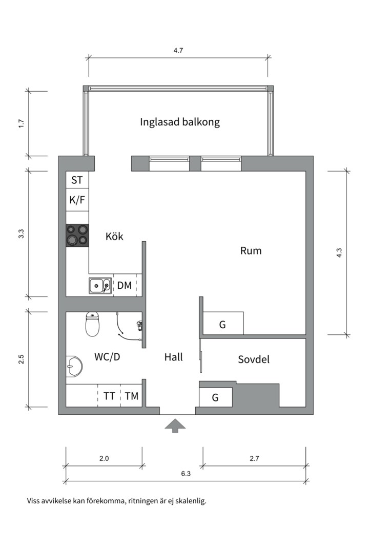Planlösning från Gimogatan 11B, Såld i Luthagen, Uppsala