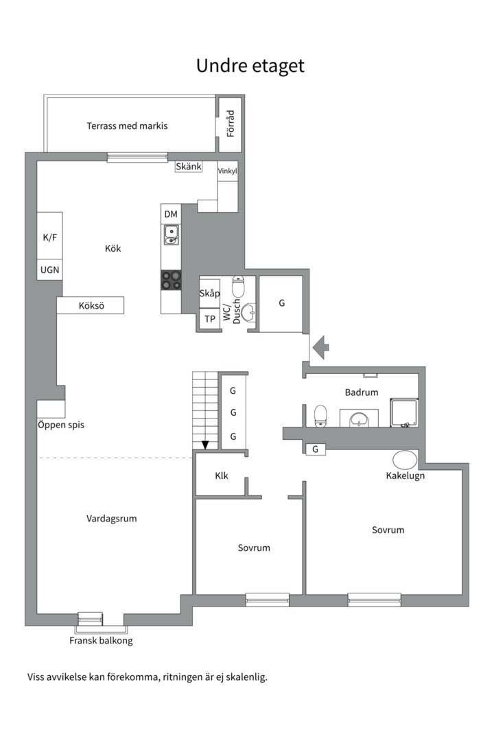 Planlösning från Kronobergsgatan 9, Såld i Kungsholmen, Stockholm