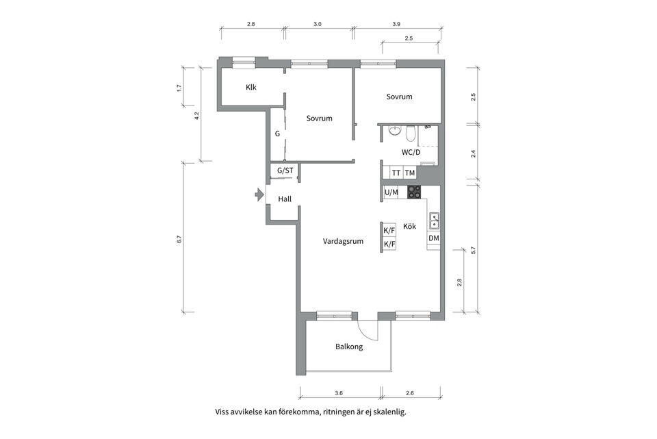 Planlösning från Plattgatan 6, Såld i Luthagen, Uppsala