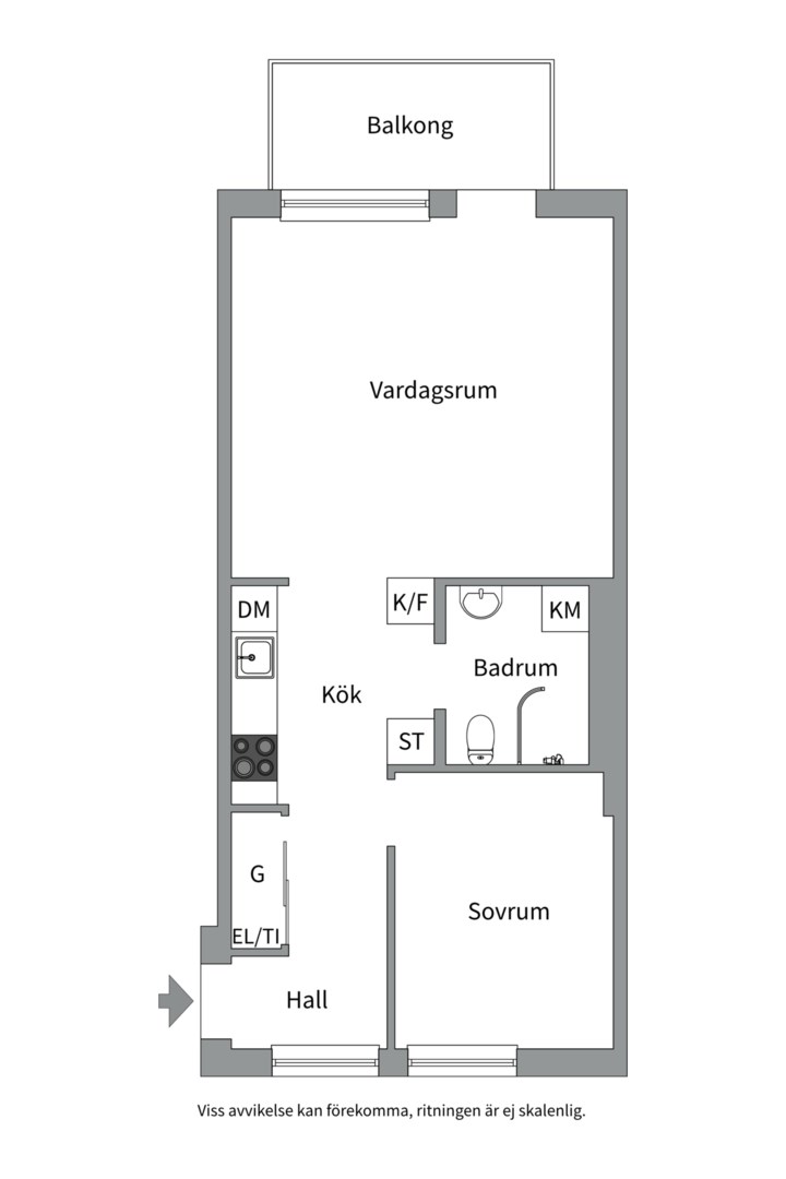 Planlösning från Turbinvägen 5A, 1 tr, Såld i Järla sjö, Nacka
