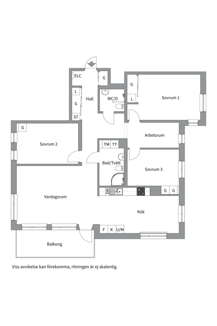 Planlösning från Bostadsrätt, Såld i Tollare, Nacka