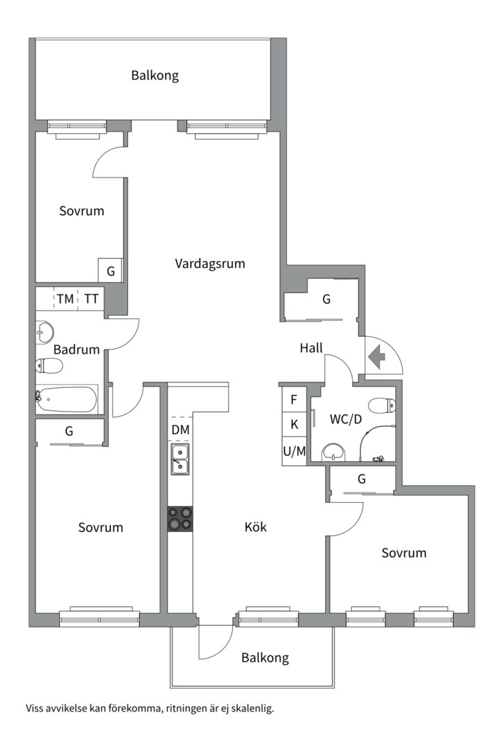 Planlösning från Vattholmavägen 8C, Såld i Kapellgärdet, Uppsala