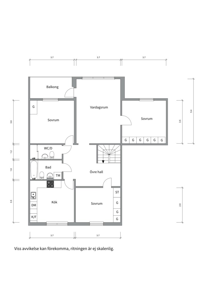 Planlösning från Helsingforsgatan 103, Såld i Ekeby, Uppsala