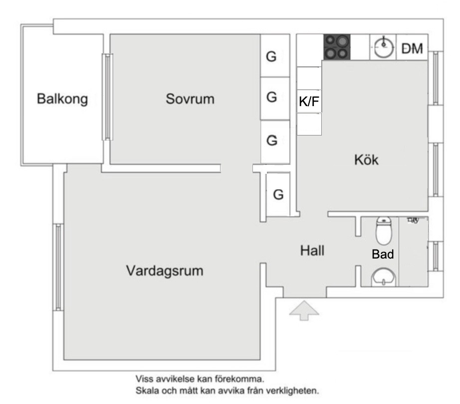 Planlösning från Ugglevägen 13B, 3 tr, Såld i Ektorp, Nacka