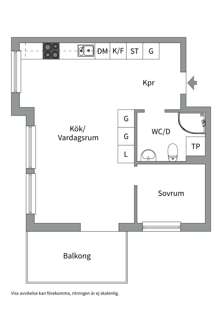 Planlösning från Petterslundsgatan 14E, Såld i Fålhagen, Uppsala