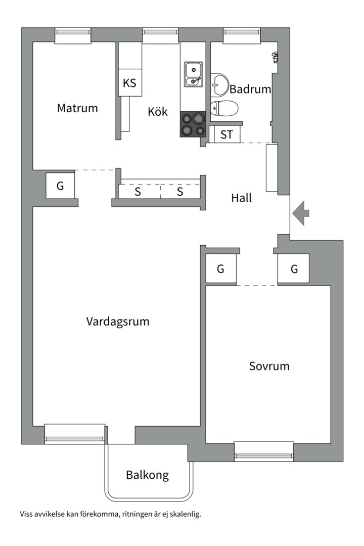 Planlösning från Kyrkogårdsgatan 16D, Såld i Luthagen, Uppsala