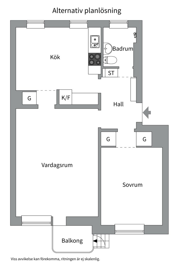 Planlösning från Kyrkogårdsgatan 16D, Såld i Luthagen, Uppsala