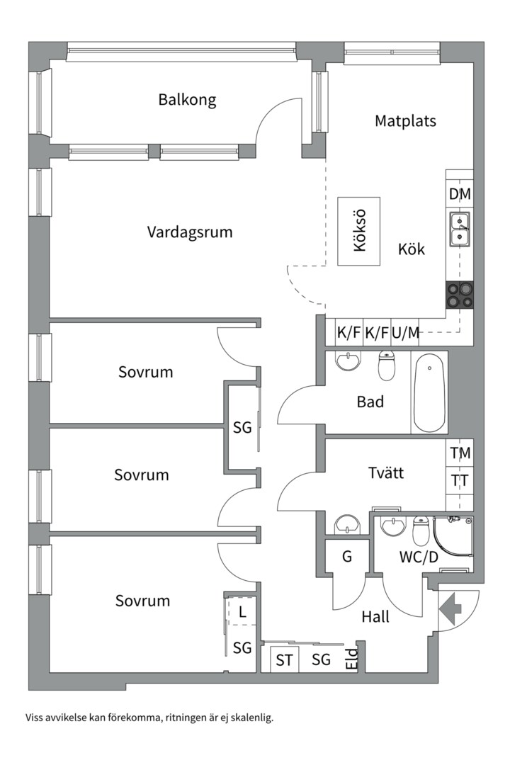 Planlösning från Mjölnarvägen 10, Såld i Nacka, Nacka