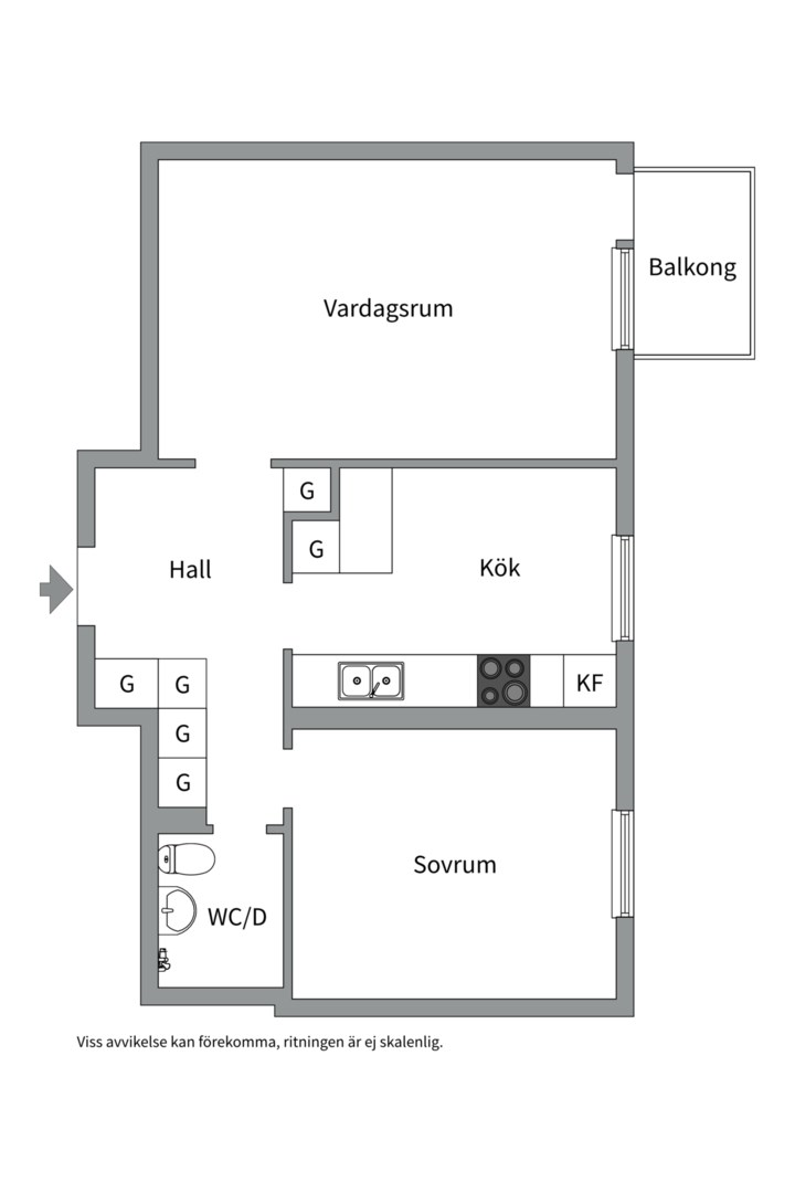 Planlösning från Alriksgatan 1 A, Såld i Höganäs, Uppsala