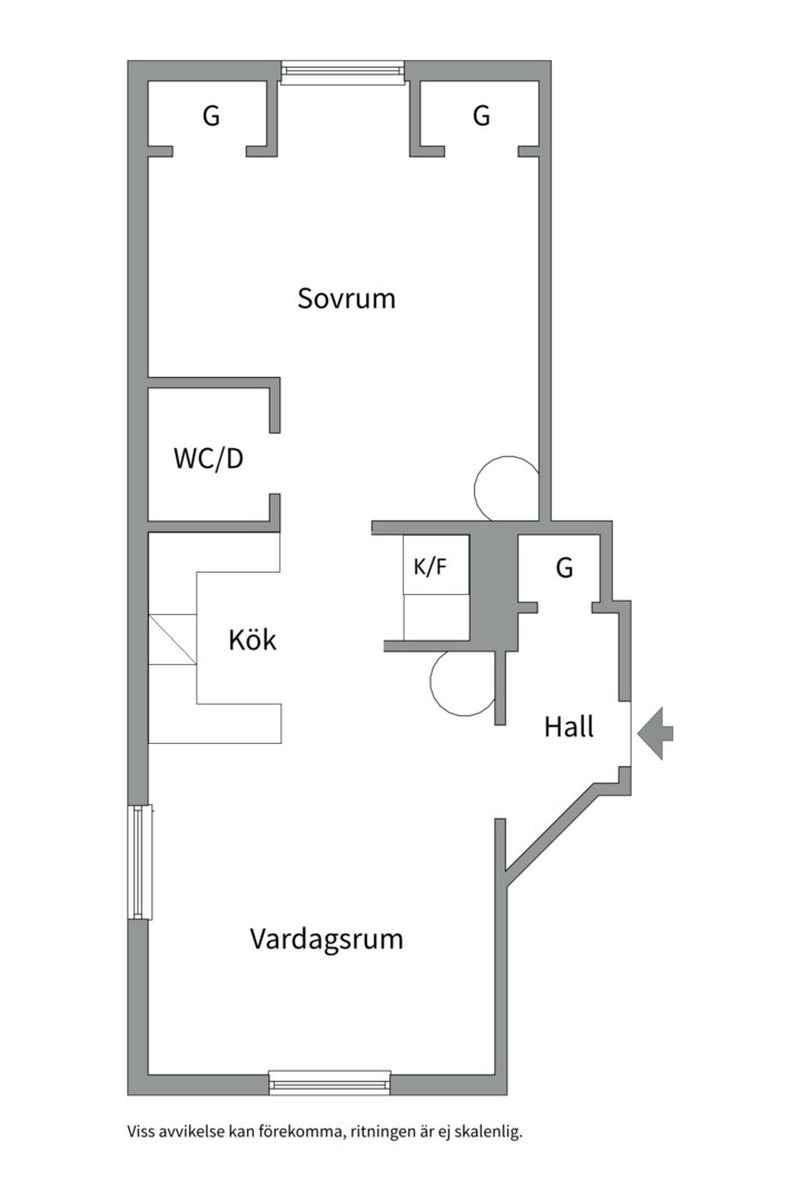 Planlösning från Wallingatan 26 B, Såld i Luthagen, Uppsala