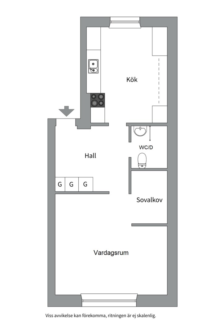 Planlösning från Salagatan 7 B, Såld i Höganäs, Uppsala