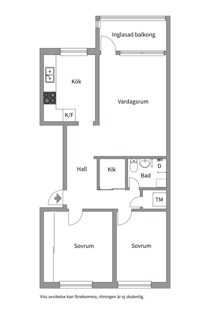 Planlösning från Polstjärnegatan 37, Såld i Vetterstorp, Västerås