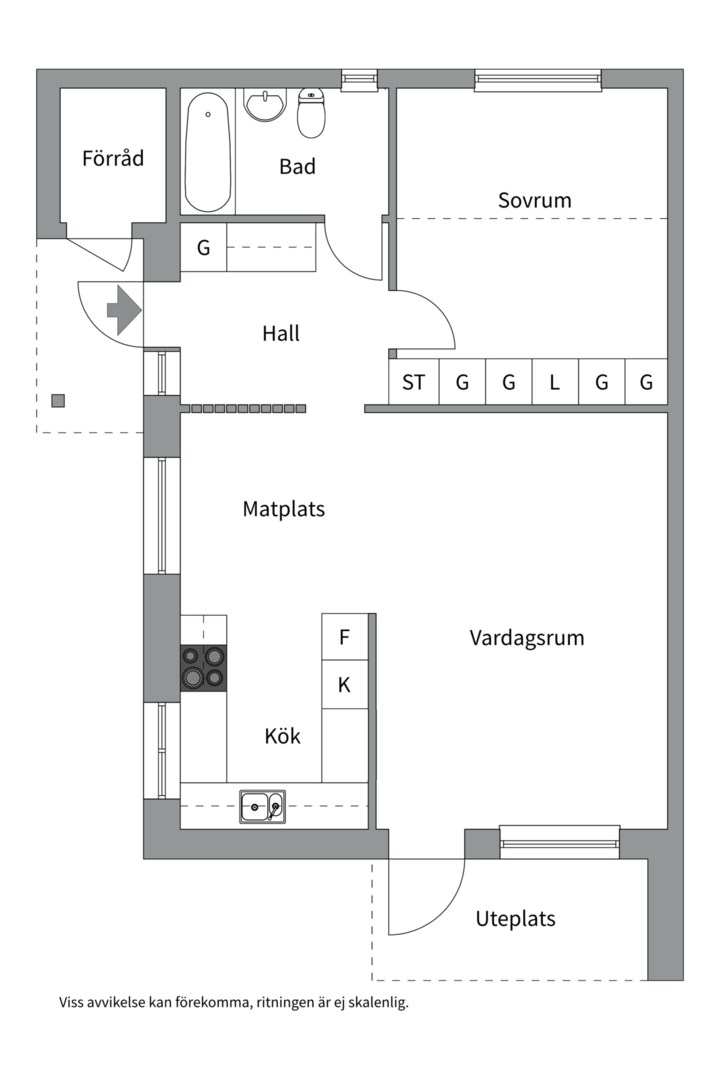 Planlösning från Lings väg 27, Såld i Löten, Uppsala