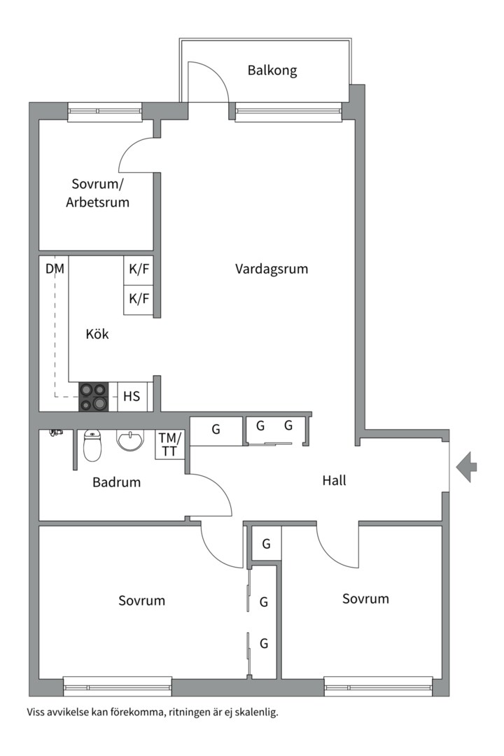 Planlösning från Kedjebacken 2B, 5tr, Såld i Gustavsberg, Värmdö