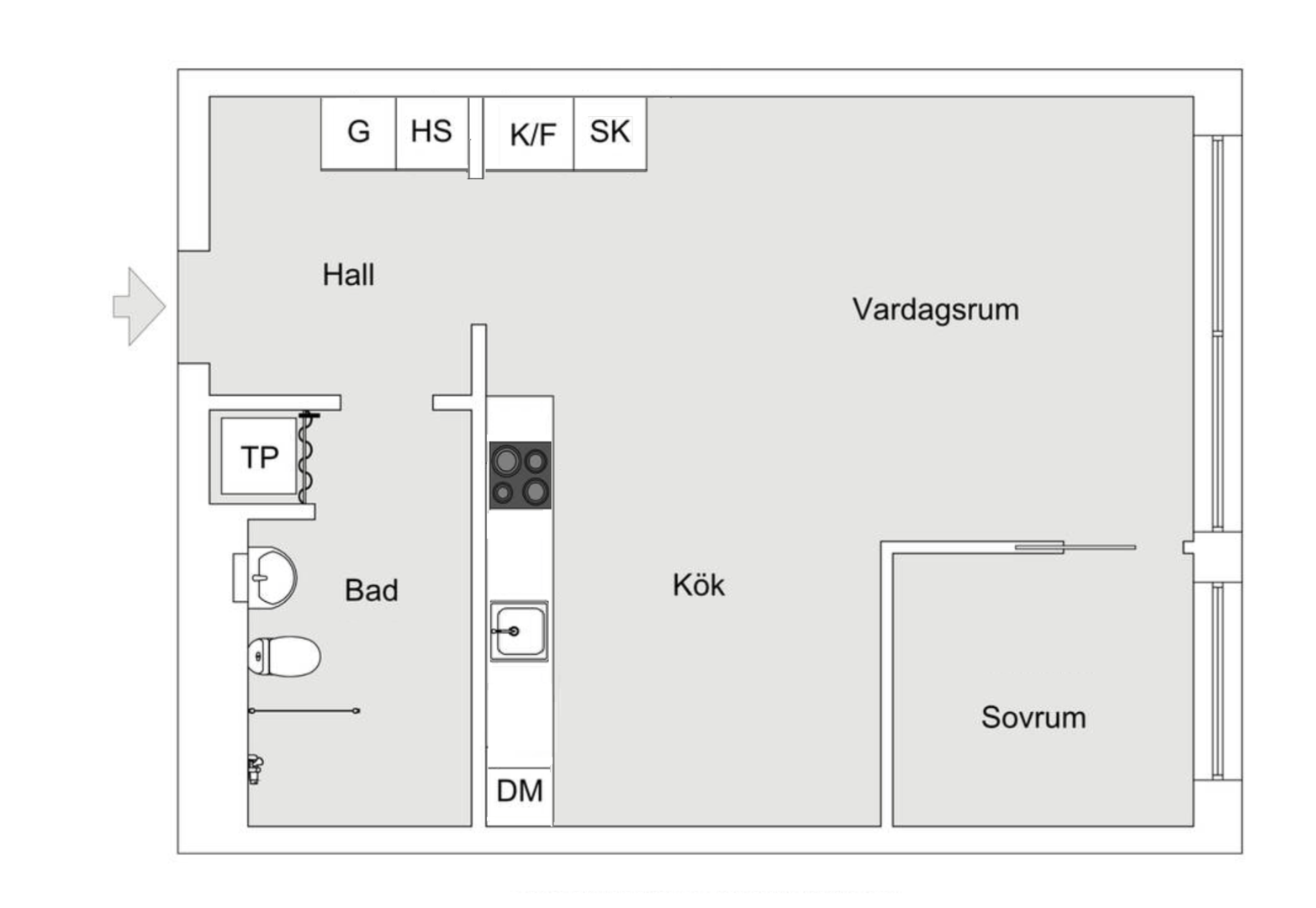 Planlösning från Fabrikörvägen 4A, 7 tr, Såld i Nacka Strand, Nacka