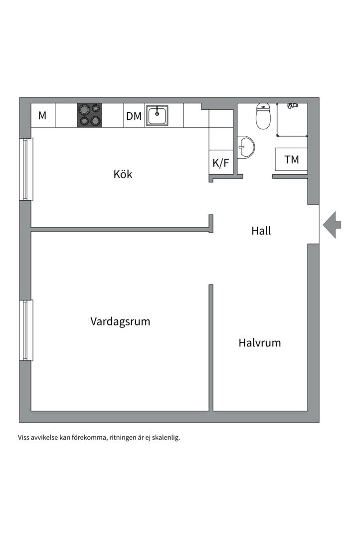 Planlösning från Marielundsgatan 5A, Såld i Fålhagen, Uppsala