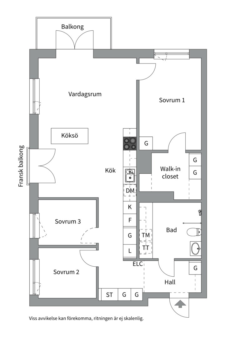 Planlösning från S:t Göransgatan 26D, Såld i Fålhagen, Uppsala