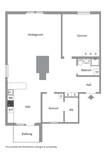 Planlösning från Stora gatan 75C, Såld i Vasastaden, Västerås