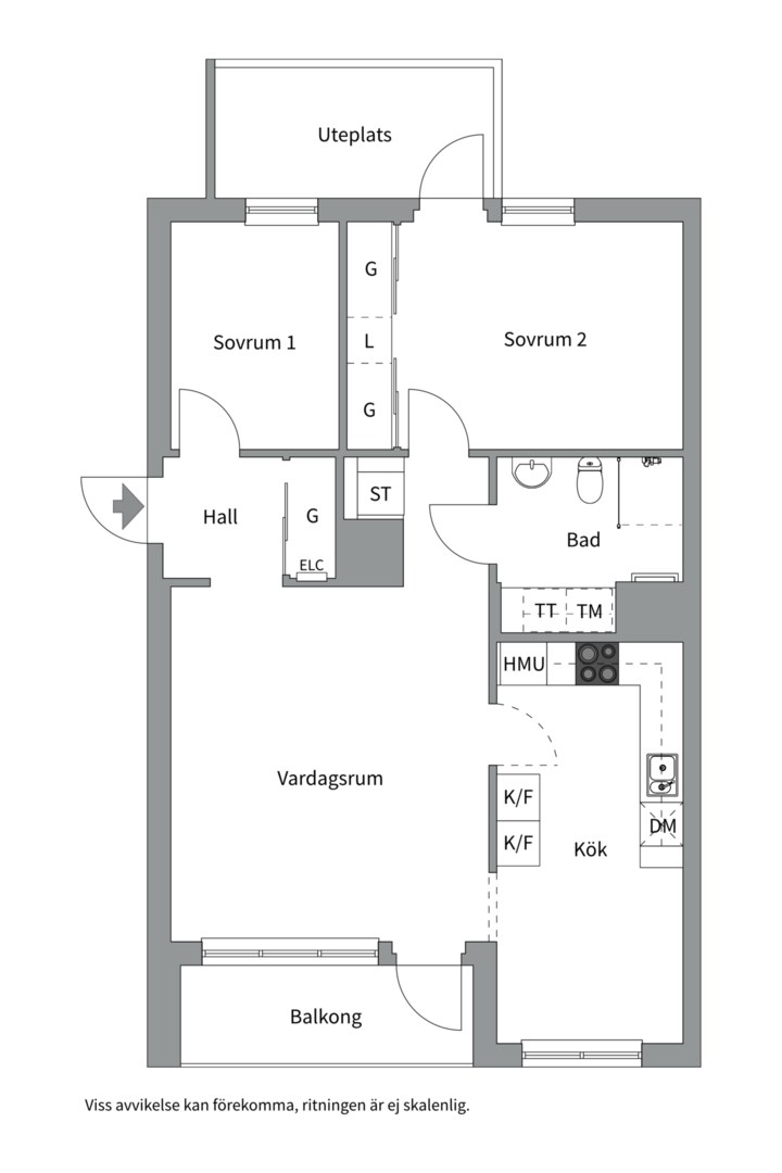 Planlösning från Hällbygatan 41, Såld i Luthagen, Uppsala